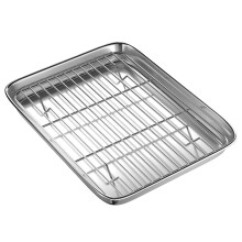 10 Inch Toaster Oven Tray and Rack Set, Small Stainless Steel Baking Pan with Cooling Rack,Dishwasher Safe Baking Sheet