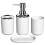 4 Pcs Plastic Bathroom Accessory Set,Bath Toilet Brush Accessories Set with Toothbrush Holder,Toothbrush Cup(White) 1