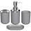 4 Pcs Plastic Bathroom Accessory Set,Bath Toilet Brush Accessories Set with Toothbrush Holder,Toothbrush Cup(Grey) 1