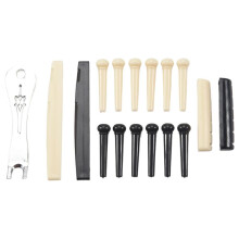 Guitar Bridge Pins Puller Pulling Remover Extractor Tool with 2 Pack Guitar Saddle Nut and 12 Pack Guitar Bridge Pins