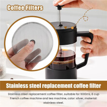 4 StüCk 4 Zoll Edelstahl Ersatz Kaffee Filter Mesh, für 1000 Ml, 8 Tassen French Press Kaffee Maschinen und Tee Maschinen