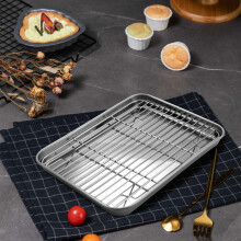 10 Inch Toaster Oven Tray and Rack Set, Small Stainless Steel Baking Pan with Cooling Rack,Dishwasher Safe Baking Sheet