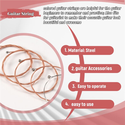 3 Sets Guitar Strings Replacement Steel String for Acoustic Guitar (1 Brass Set, 1 Copper Set and 1 Multicolor Set) 2