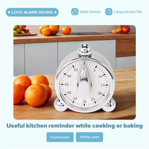 60 Minutes Kitchen Mechanical Timer Cooking Reminders Alarm Clock for Kitchen Office Countdown Timer 2