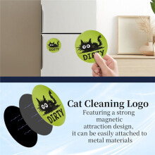 2 Stück Katzen-Spülmaschinen-Magnetschilder Sauber/Schmutzig, Lustige Doppelseitige, Wendbare Magnetschilder mit Katzenmotiv Fürs Zimmer