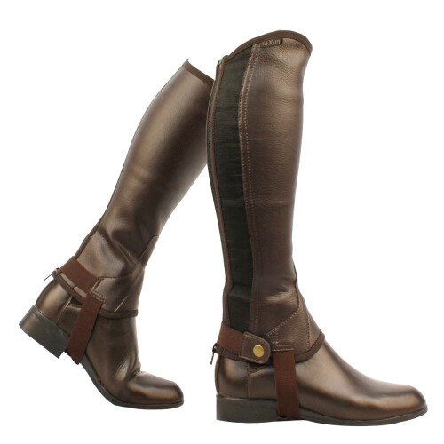 (M, Brown) Saxon Unisex Equileather Half Chaps 1