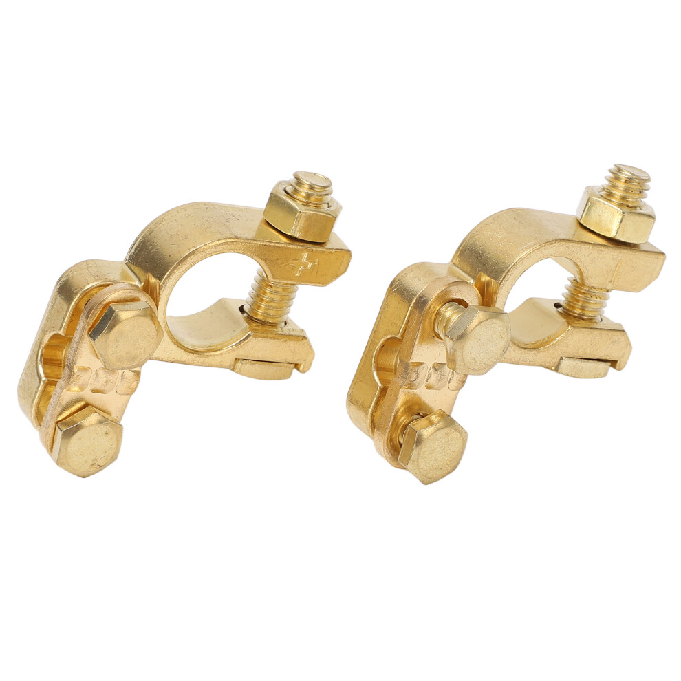 Brass 2Pcs Battery Terminal Connectors For Car Rv Atv Boat Positive Negative 6921390215529