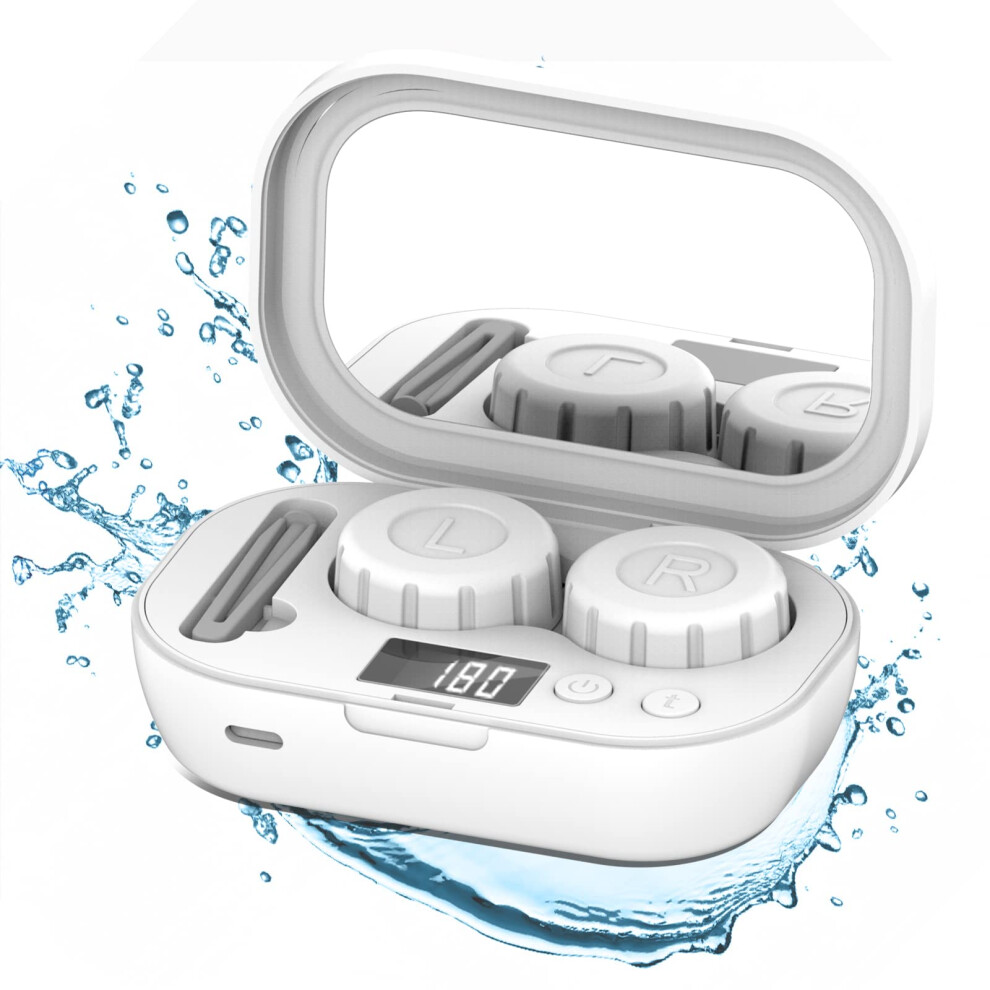 White Ultrasonic Contact Lens Cleaner With Usb Charging, Fits Soft, Colored And Rgp Lenses,