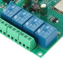 5X ESP8266 MóDulo de Relé Inalámbrico WIFI de 4 Canales Placa Desarrollo Wifi ESP-12F para Fuente de Alimentación para AC / 5V / 8-80V