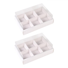2Pcs Bakery Boxes Grid Boxes Square Food Containers for Cookies Party