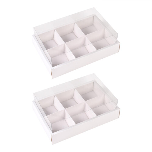 2Pcs Bakery Boxes Grid Boxes Square Food Containers for Cookies Party