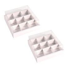 2Pcs Bakery Boxes Grid Boxes Square Food Containers for Cookies Party