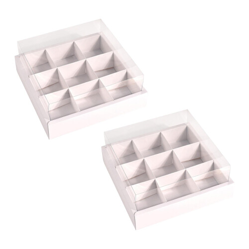 2Pcs Bakery Boxes Grid Boxes Square Food Containers for Cookies Party