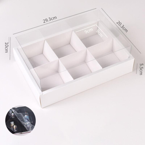 2Pcs Bakery Boxes Grid Boxes Square Food Containers for Cookies Party 1