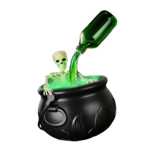 Halloween Witch Cauldron with Lights Floating Bottle Patio Horror Mist