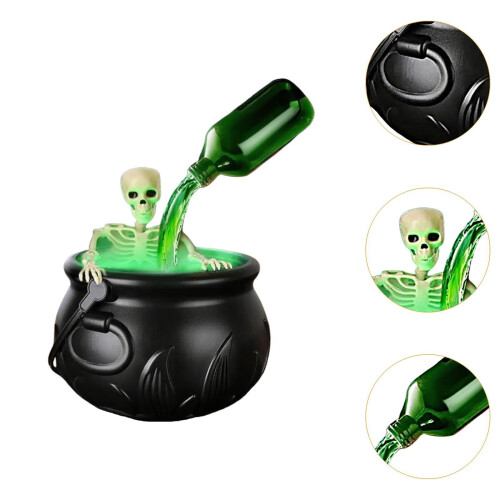 Halloween Witch Cauldron with Lights Floating Bottle Patio Horror Mist 2