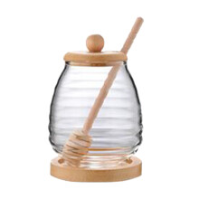 Glass Honey Dispenser Clear Honey Container for Wedding Kitchen Dining