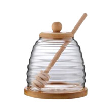 Glass Honey Dispenser Clear Honey Container for Wedding Kitchen Dining
