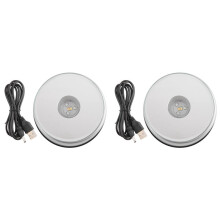 2X Display Turntable Base for Crystals Glass Art,LED Colored Rotating Crystal Display Base Stand with USB Cable
