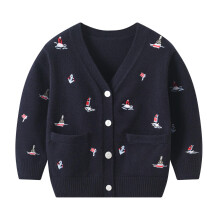 Boys Cardigan Sweater Soft Long Sleeve Navy Jacket for Infants Childre