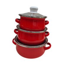 3x Enamel Cooking Pots Kitchen Enamel Stockpot with Lid Cooking Pot wi