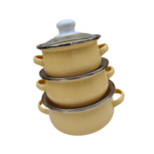 3x Enamel Cooking Pots Kitchen Enamel Stockpot with Lid Cooking Pot wi