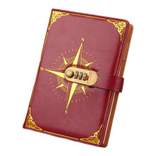 Diary with Lock PU Leather Hardcover Password Lock Diary Teenages Boys