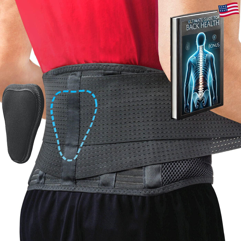Lumbar Support Belt for Lower Back Pain Relief, Adjustable Back Brace with Pad for Men and Women XLarge