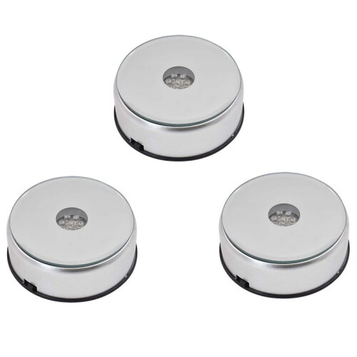 3X Display Turntable Base for Crystals Glass Art,LED Colored Rotating Crystal Display Base Stand with USB Cable