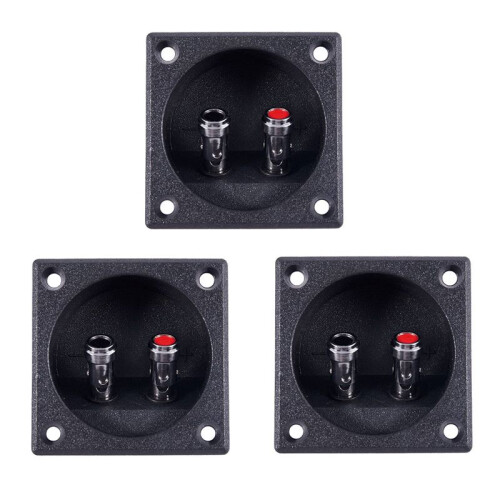 3X Square Shape Double Binding Post Type Speaker Box Terminal Cup Black