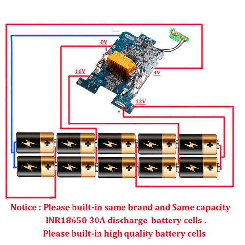 3X Plastic Case Charging Protection Circuit Board PCB for  18V Battery BL1840 BL1850 BL1830 BL1860B LXT 400 2