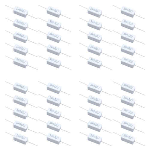 40 Pcs Axial Lead Ceramic Cement Resistor 0.5 Ohm 5W