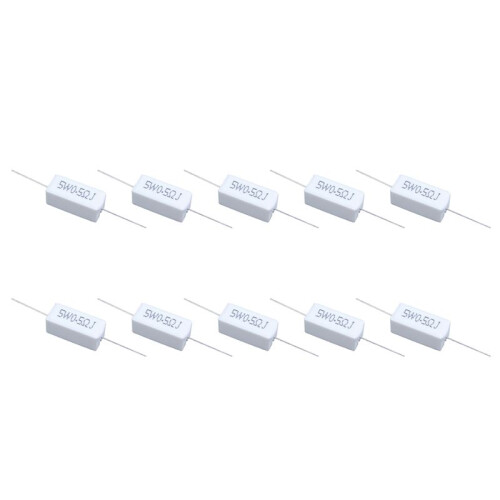 100 Pcs Axial Lead Ceramic Cement Resistor 0.5 Ohm 5W