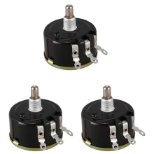 3X WX050 10K Ohm 5W 6mm Potenciometros de Bobinado Alambre de Rotacion de Eje Redondo Negro + Plata