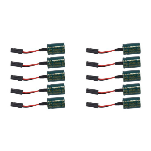 10Pcs 3300UF 16V Voltage Protector A3 Flight Control Receiver Large Capacitor Protector with Plug for RC Drones FUTABA