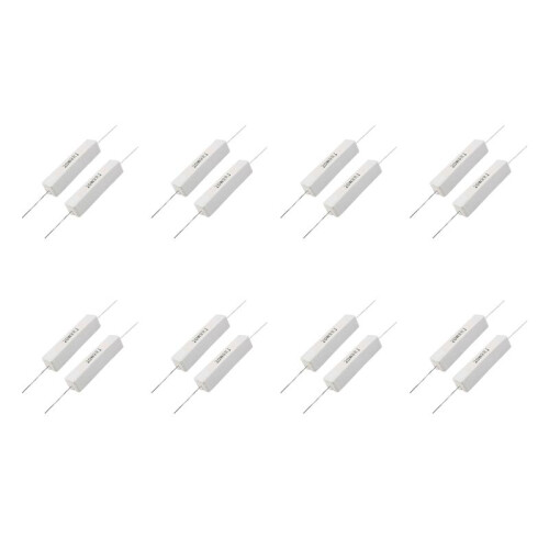16 Pcs Wire Wound Ceramic Cement Resistor 8 Ohm 20W 5%