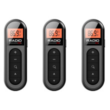 3X Pocket FM-Radio Oplaadbare Draagbare 76-108MHZ Radio-Ontvanger met Achtergrondverlichting LCD-Scherm Bedrade 3,5 mm Hoofdtelefoon