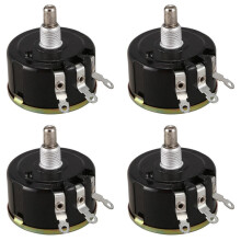 4X WX050 10K Ohm 5W 6mm Round Shaft Rotary Wire Wound Potentiometer Black+Silver