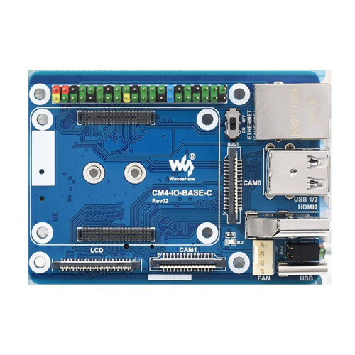 2X Waveshare CM4-IO-BASE-C Expansion Board for Raspberry Pi CM4 Basic Expansion Board Advanced Version RJ45+M.2 M KEY