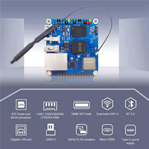 2X for Orange Pi Zero 3 Development Board 2GB RAM H618 WiFi5+BT 5.0 Gigabit LAN for Android 12 Debian12 Ubuntu22.04 2