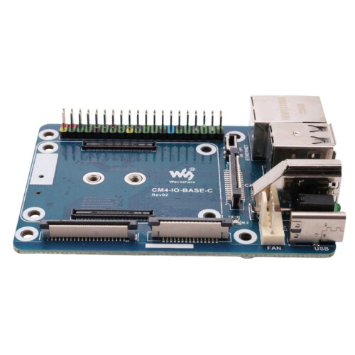 2X Waveshare CM4-IO-BASE-C Expansion Board for Raspberry Pi CM4 Basic Expansion Board Advanced Version RJ45+M.2 M KEY