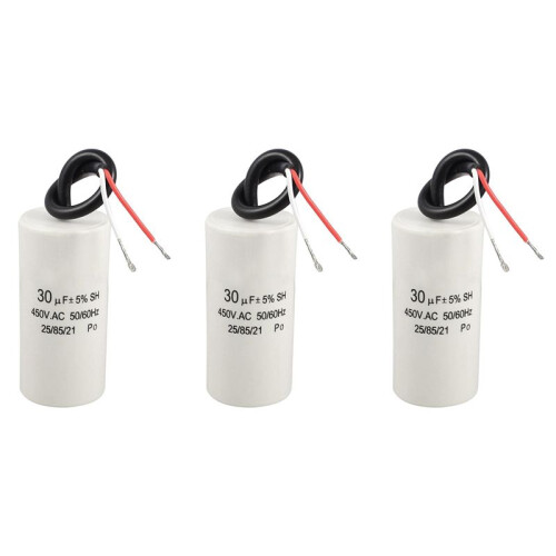 3X 2-Aderige Kabel 30uF 450VAC 50/60Hz CBB60 Motorstart-/Loopcondensator