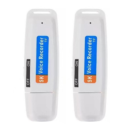 2X Draagbare Oplaadbare U-Disk USB Digitale Audio Voice Recorder  Dictafoon Geactiveerde Recorder -Wit