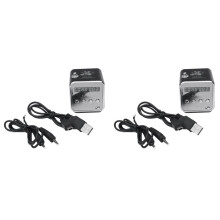 2X TD-V26 Digital Portable Fm Radio Receiver LED Loudspeaker Wireless Speaker MP3 Support /TF Card Black