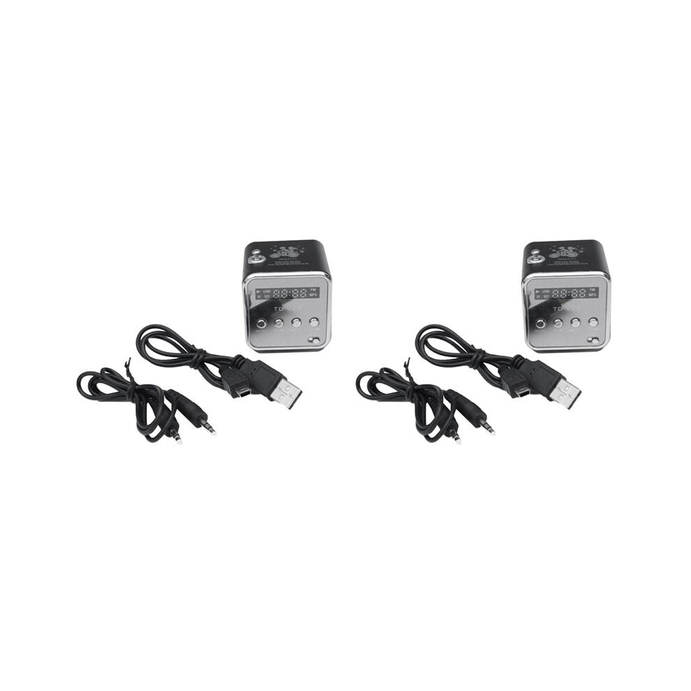 2X Td-V26 Digital Portable Fm Radio Receiver Led Loudspeaker Wireless Speaker Mp3 Support /Tf Card Black 4713920680240