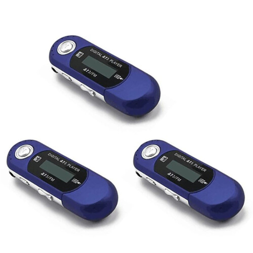 3X  MP3 Player USB 2.0 Small Flash Drive Multilanguage LCD Music Player with 3.5mm Audio Jack Automatic Shutdown(B)