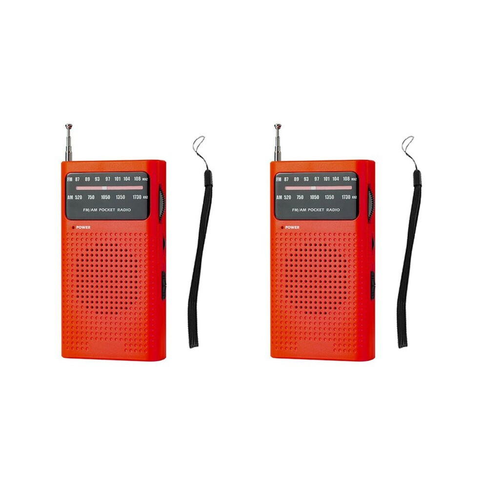 Photos - Radio / Clock 2X Full-Band Small Portable Radio AM FM Pointer Pocket Radio for Running Compaing Travel Analog Red