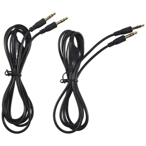 2Pcs 3.5mm M/M Stereo Headphone Audio Extension Cable Cord With Volume Control Black