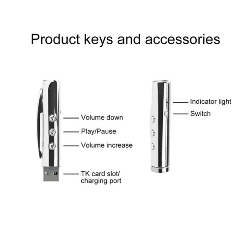 3X Pen MP3 Player USB Portable Music Player Multifunctional Student Writable Pen Player Silver 2