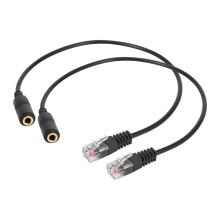 2 Stuks 3,5 mm Stereo Audio-Headset Naar -Aansluiting Vrouwelijk Naar Mannelijk RJ9-Stekkeradapter Converterkabelsnoer